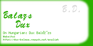 balazs dux business card